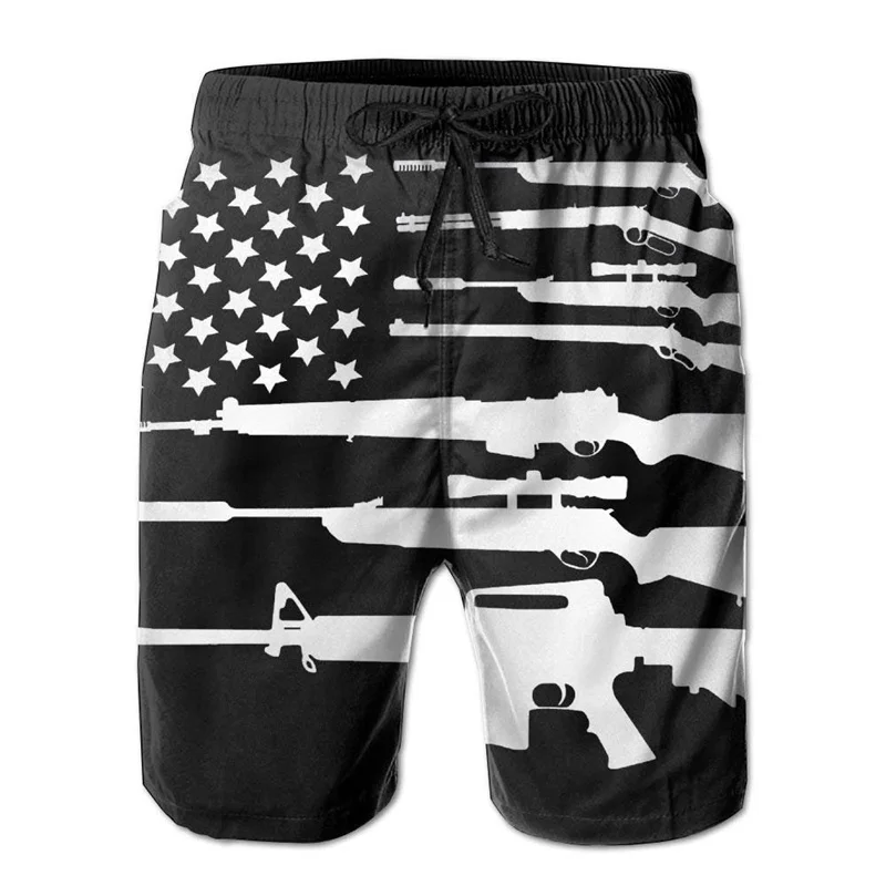 American Flag Gun Weapons Graphic Shorts Pants 3D Printing Hip Hop y2k Board Shorts Summer Hawaii Swimsuit Cool Surf Swim Trunks 5