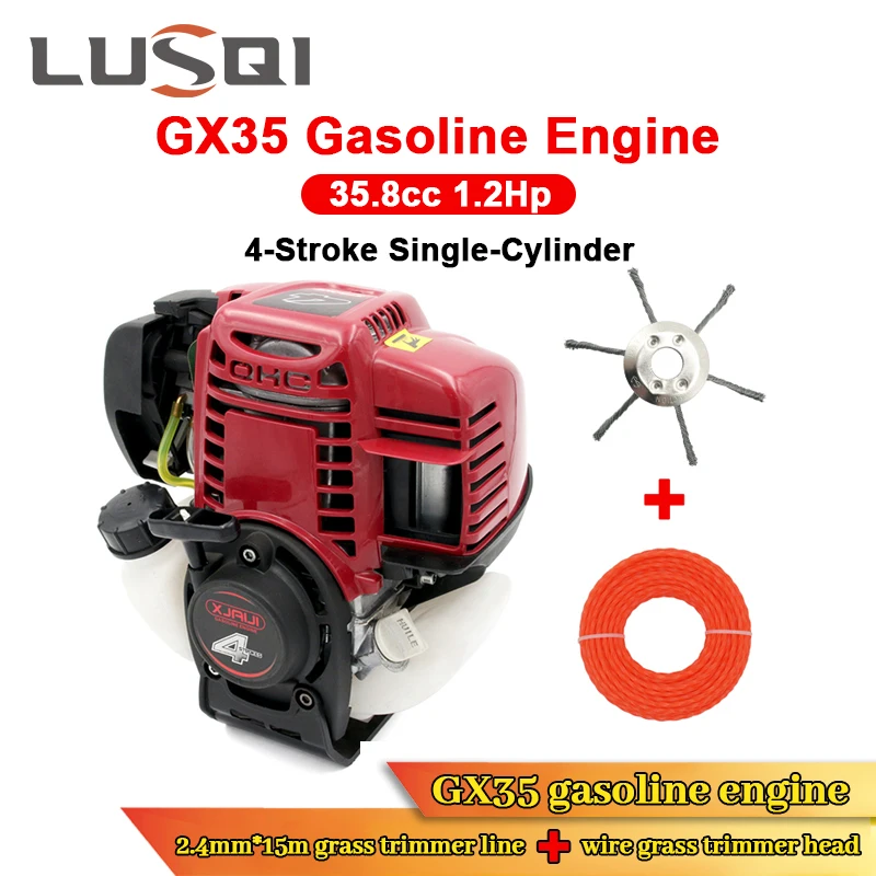 

LUSQI GX35 Gasoline Engine Petrol Engine Motor 4 Stroke Single Cylinder Fit Lawn Mower Brush Cutter Water Pump 35.8cc 1.2HP