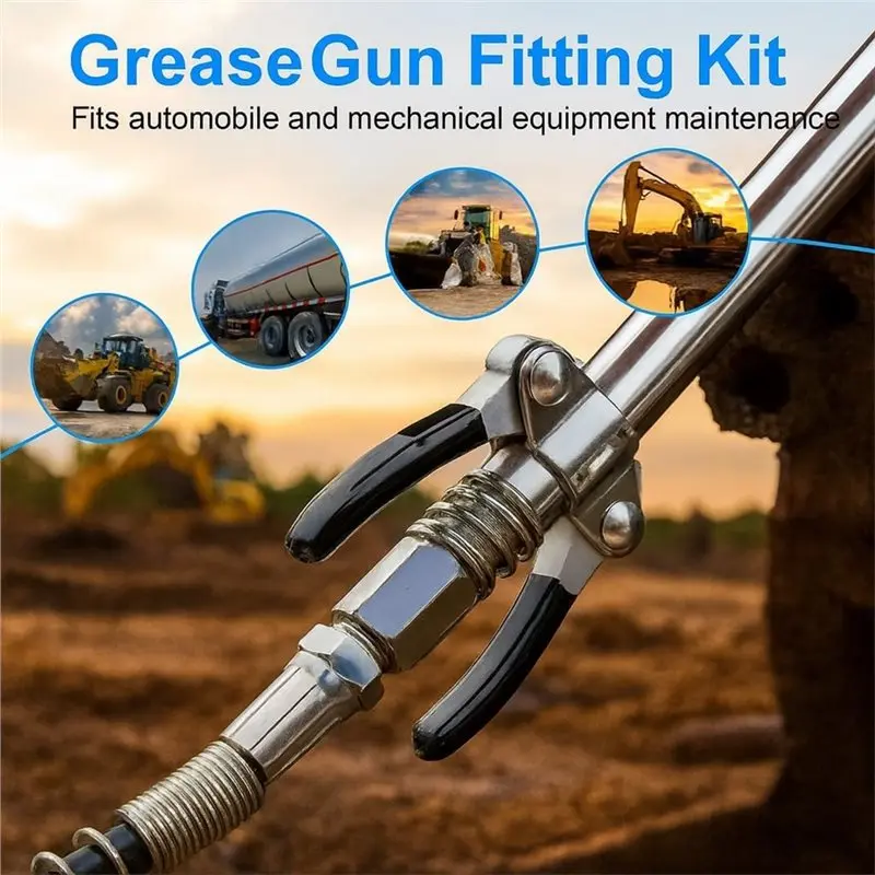 A93E-트랙터, 자동차 및 기계 호환 14PCS 액세서리 키트, 12인치 호스, 노즐, 유압 커플러 및 고무 팁 디스펜서