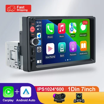 2 Din Car Radio Androidauto Stereo Carplay Android Auto Car Audio 7" IPS 1024*600 USB/SD BT Automotive Multimedia Player 2Din