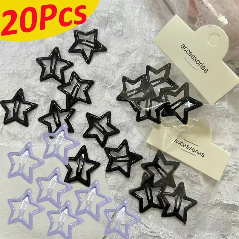 Fashion Y2k Black Gray Star Hair Clips for Girls Oil Drop Metal Barrettes Hairpins Cute Headwear Women Korean Hair Accessoires star drop shoulder button up cardigan