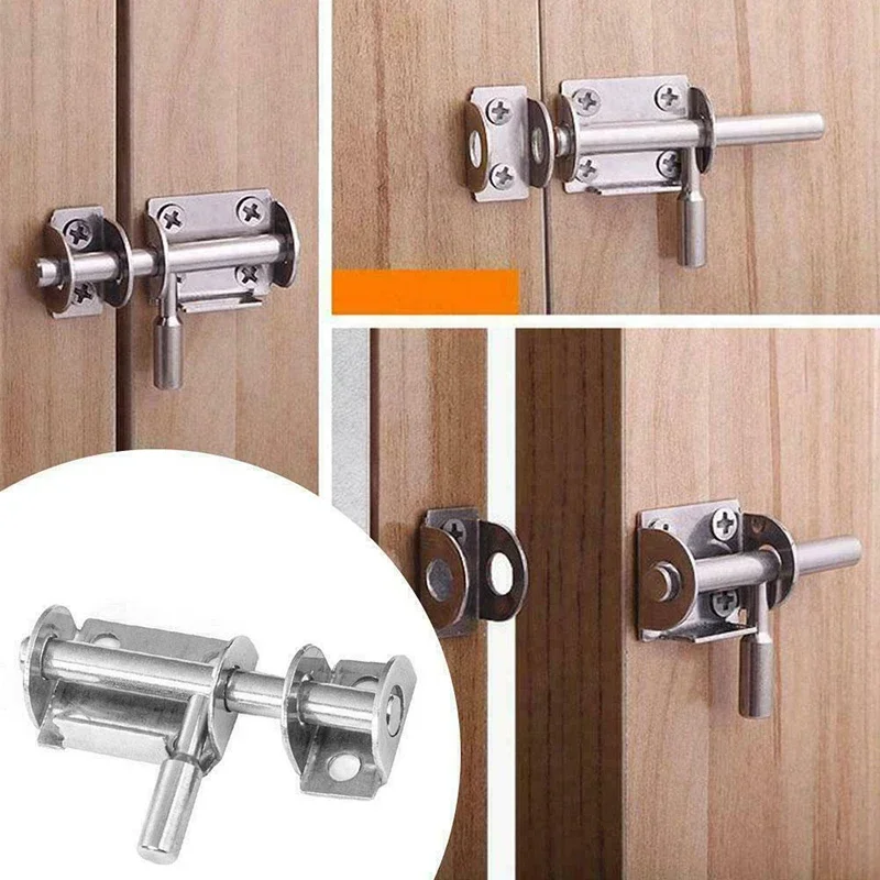Door Latch 304 Stainless Steel Door Latch Small Mini Solid Sliding Bolts Latch Hasp Home Hardware Gate Safety Toilet Door Lock