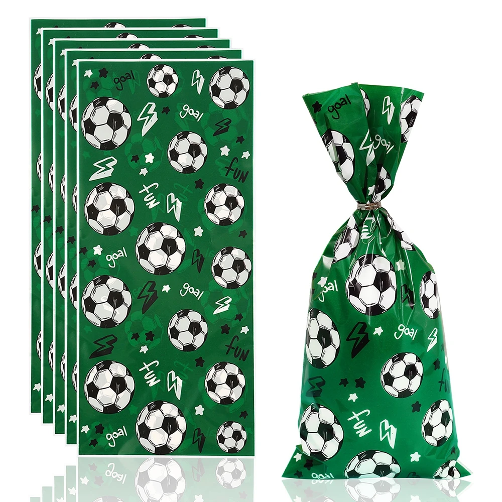 25/50 Stück Fußball-Themen-Geschenktüten Fußball-Süßigkeitentüten Kekstüten Fans-Partytüten für die Dekoration der ersten Geburtstagsfeier