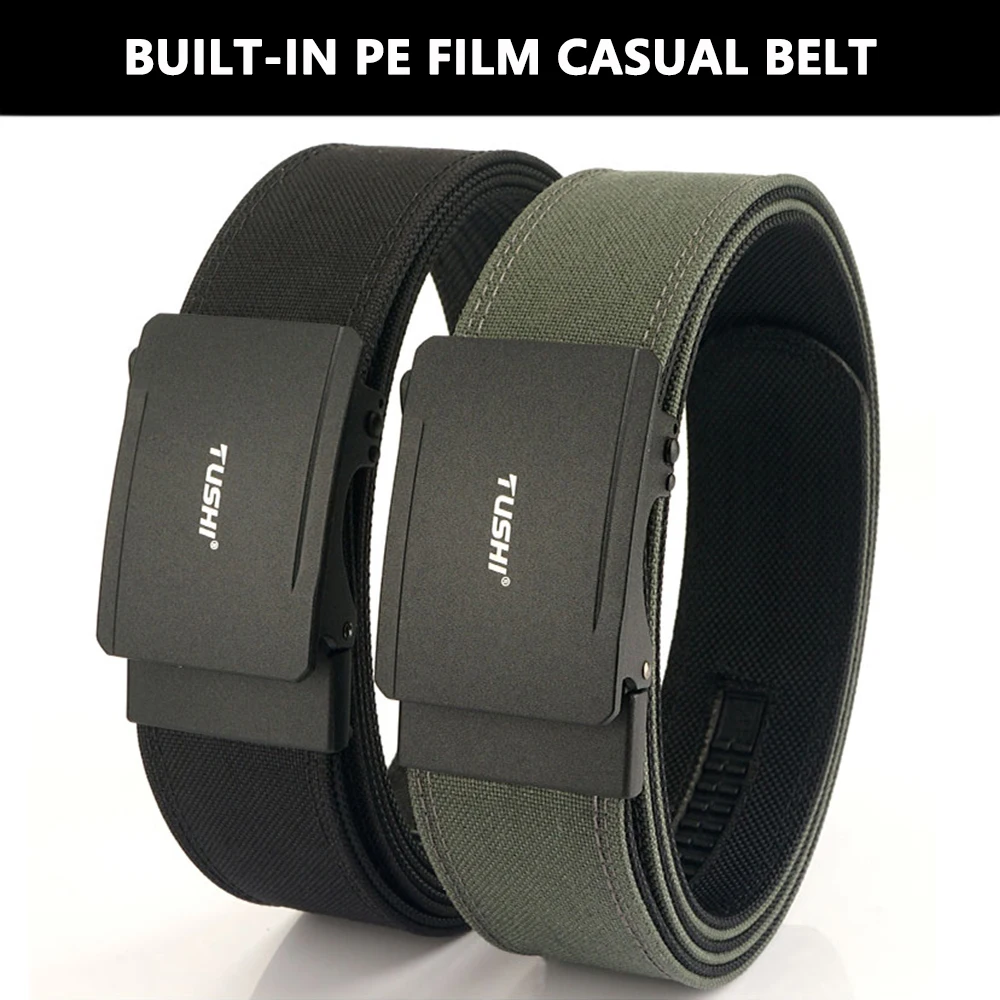 TUSHI Militärgürtel für Herren, 4,3 cm, Nylon, Metall, automatische Schnalle, Polizei-Arbeitsgürtel, taktischer Outdoor-Gürtel, Zubehör, mehrere Größen – Detail 5