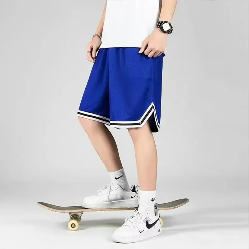 streetwear 남자 농구 반바지 루즈 피트 여름 경량 운동복 트렌디 아이스 실크 빠른 건조 캐주얼 반바지 조깅 M-5XL