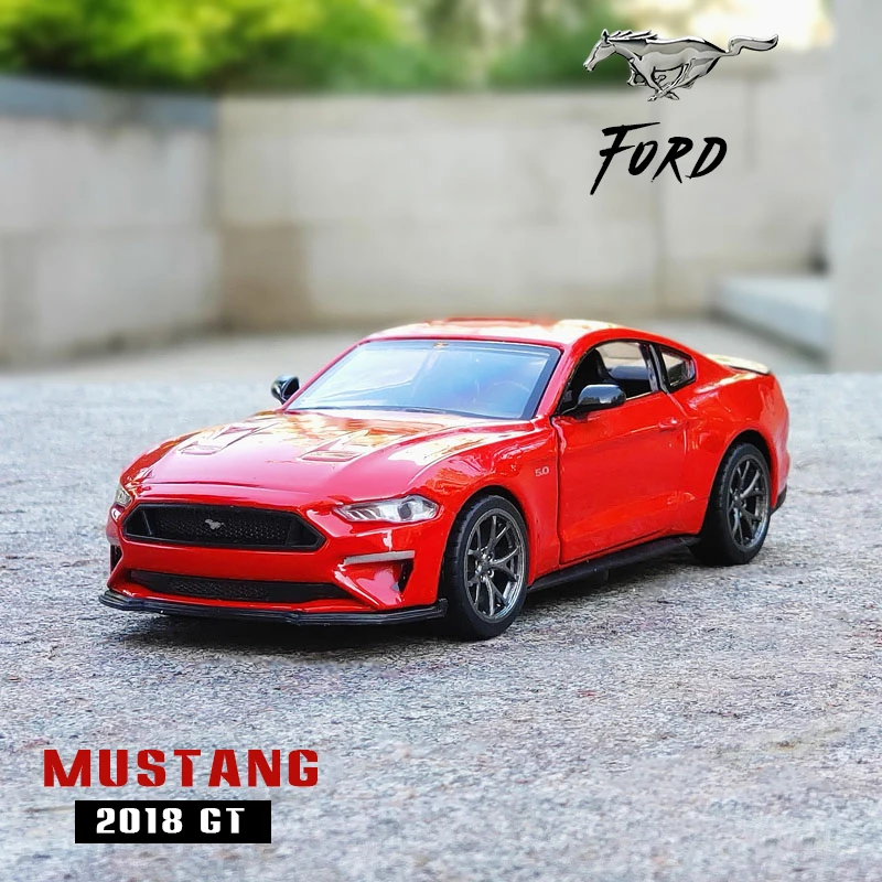 

MSZ 1:34 New Style Ford Mustang GT 2018 2017 Sound And Light Alloy Model Diecast Metal Vehicle Pull Back Car Children Toy Gift