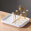 Light Luxury European Style Glass Water Cup Rack Metal Cup Rack Draining Household Cup Storage Rack Water Cup Holder 6