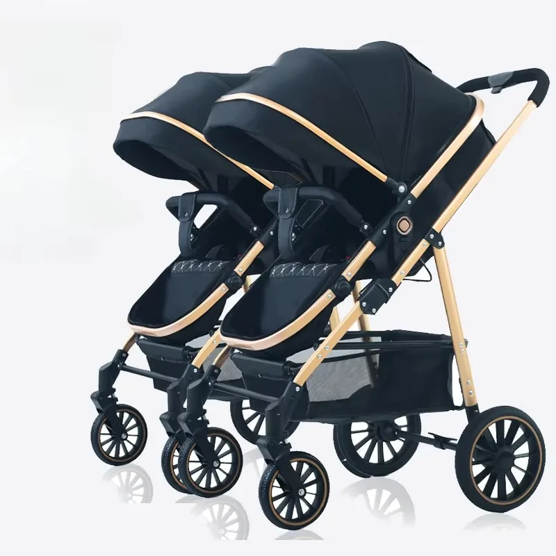 High-view twin baby stroller Can sit and lie Separable twin baby stroller Lightweight four-wheel Foldable
