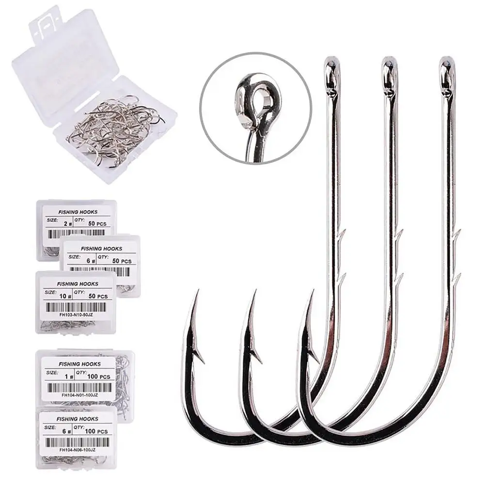 100pcs Long Shank Fishing Hook With Barbed High Carbon Steel Barbed Hooks  With Storage Box Fishing Tackle - AliExpress