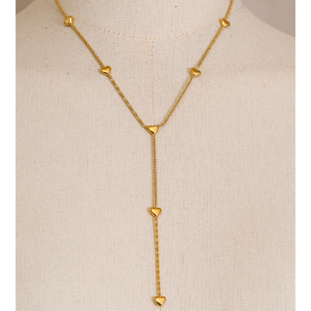 Yhpup Stainless Steel Heart Love Y Chain Drop Necklace