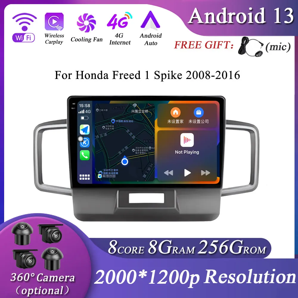 

for Honda Freed 1 Spike 2008-2016 Android 13 Car Radio Multimedia Player NO 2din Carplay Stereo WIFI GPS No DVD Head Unit Audio