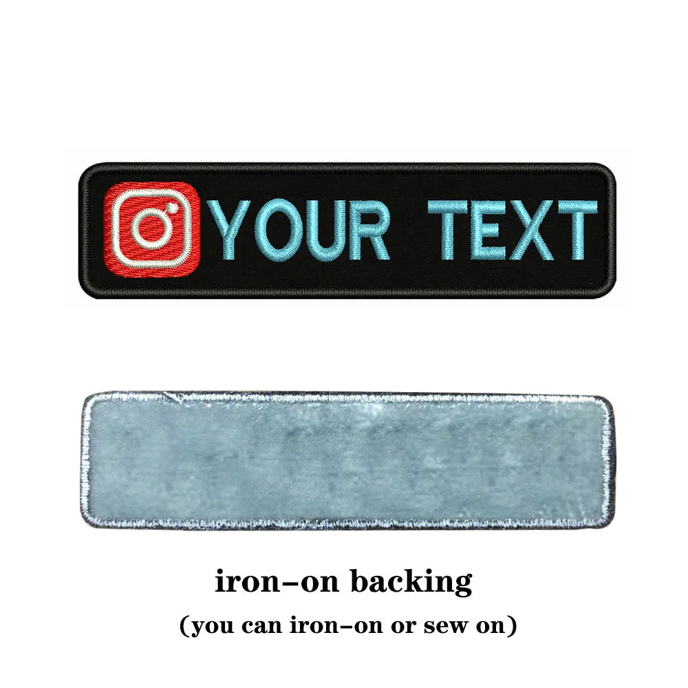 Instagram Logo 10X2.5cm Embroidery Custom Name Text Patch Stripes Badge Iron On Or Velcros Patches 