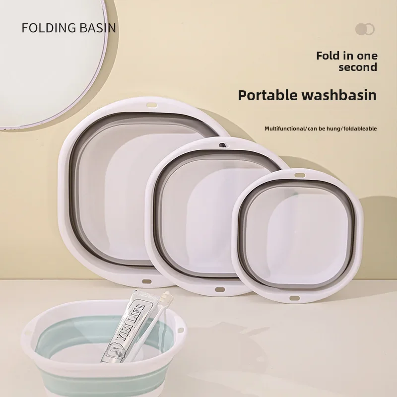Foldable Washbasin Portable Silicone Washbasin Student Dormitory Travel Laundry Basin Home Storage Foldableing Basin