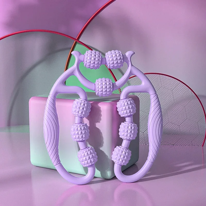 Nine-wheel leg clamp massager-purple