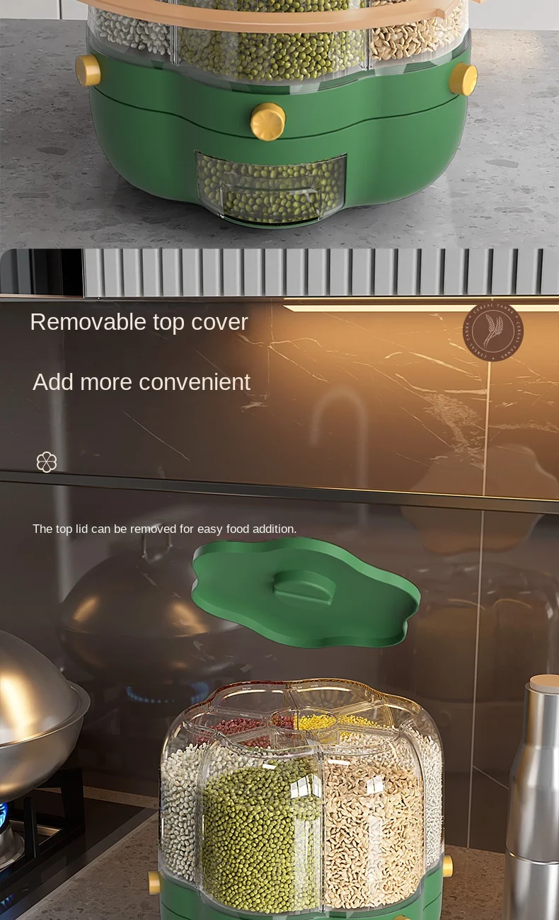 6Kg 360 Rotating Cereals Rice Container Kitchen Organizer Food Storage Dispenser Box Separated Sealed Grain Bucket Organization 17 6Kg 360 Rotating Cereals Rice Container Kitchen Organizer Food Storage Dispenser Box Separated Sealed Grain Bucket Organization