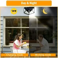 1-4 pièces applique murale LED solaire, 100 LED lumières de capteur de mouvement extérieur lampe murale solaire étanche pour clôture de jardin cour voie escaliers 3