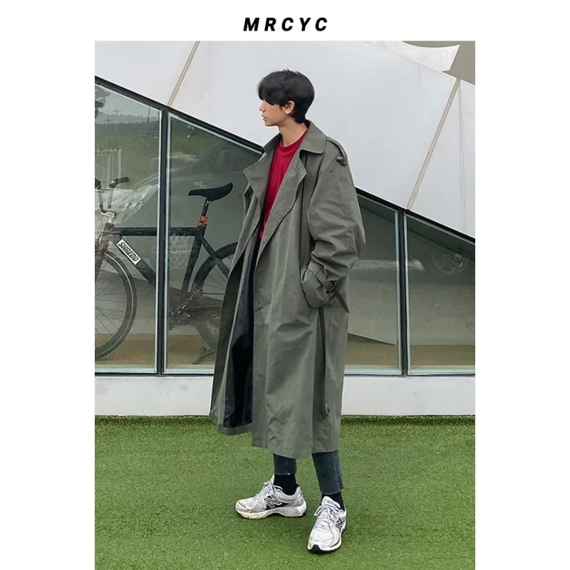 MYQ Japanese Style Men's Loose-Fit Medium-Length Casual Trendy Autumn Military Green Over-Knee Jacket