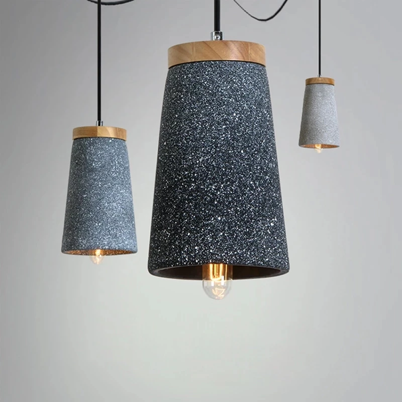 

Nordic Industrial Led Cement Pendant Light Modern Concret Wooden Hanging Lamp Fixture Luminaire Kitchen Dining Room Lighting E27