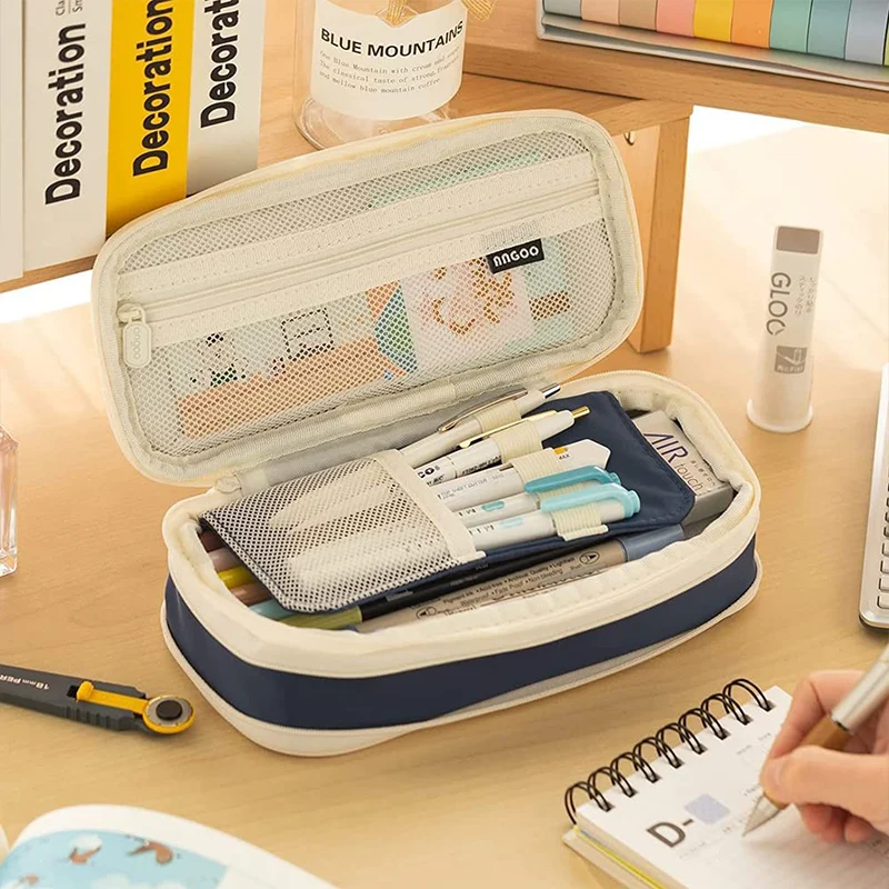 Kawaii Pencil Case Korean Pouch for Girls Large Capacity Pen Box Organizer School Supplies Office Accessories Stationery Bag