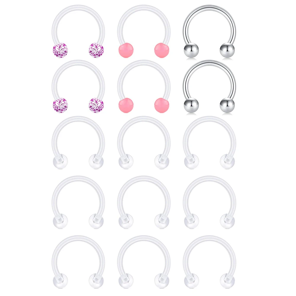 16g Clear Piercing Retainers Clear Septum Ring Labret Bar Lip Flexible