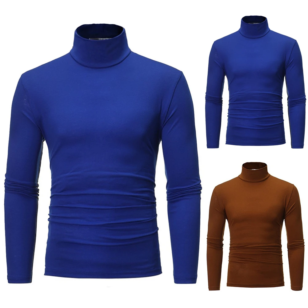 

Winter Warm Men Mock Neck Basic Plain T-shirt Blouse Pullover Long Sleeve Top Long Sleeve Comfortable T-shirt