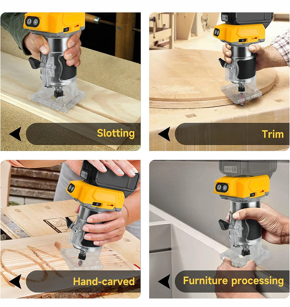 2000W Electric Router 21V Brushless Trimmer Heavy Duty Woodworking Engraving Tri