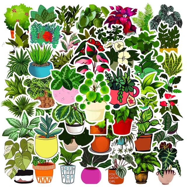 10/30/50pcs Cute Green Plants Stickers Aesthetic Ins Style Cartoon