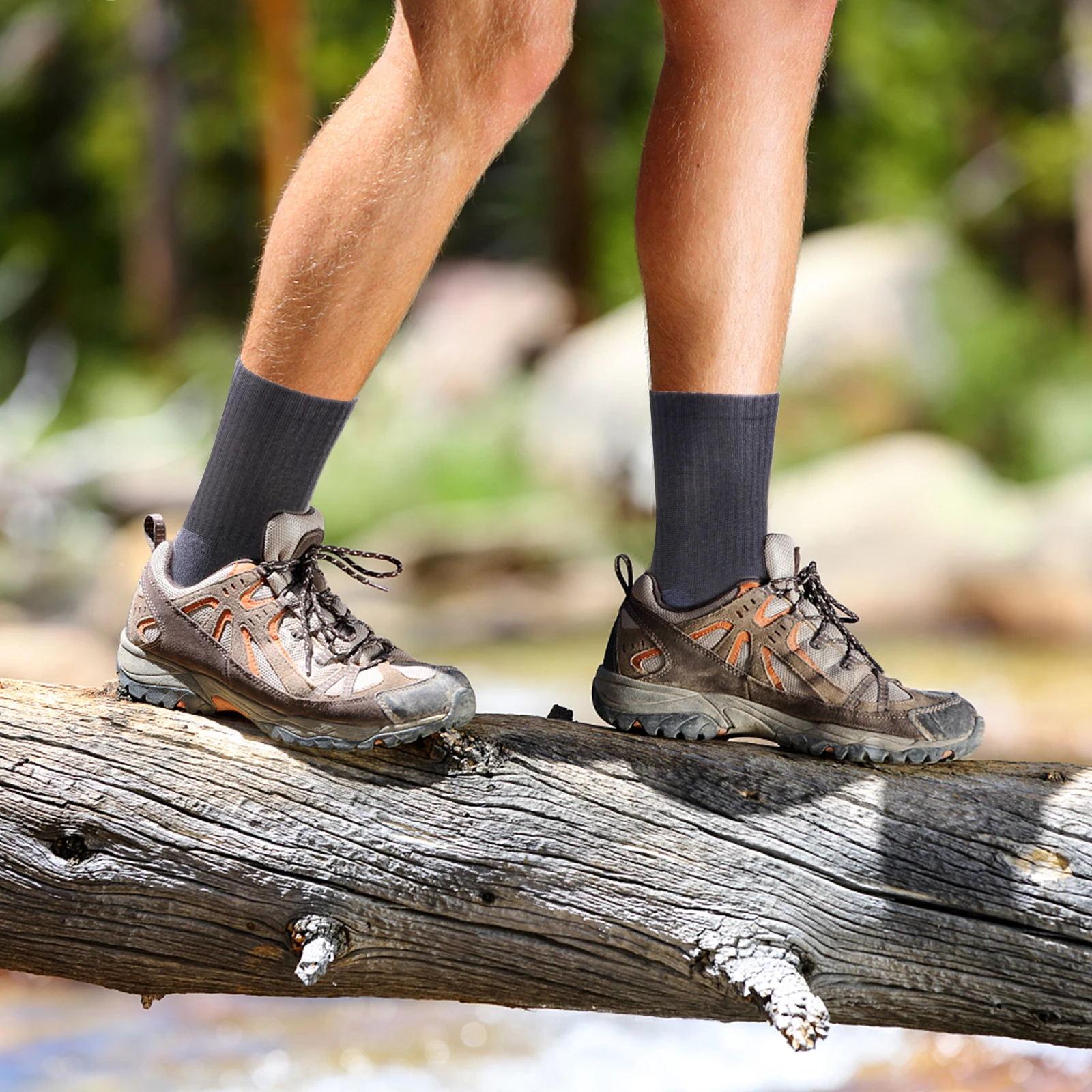 YUEDGE Men's Moisture-Wicking Thermal Mid-Calf Boot Socks (5-Pack)