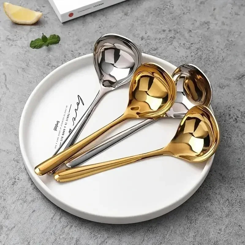 1Pc Stainless Steel Thickening Spoon Creative Long Handle Hotel Hot Pot Spoon Soup Ladle Home Kitchen Essential Tools Soup stainless steel spoon soup spoon