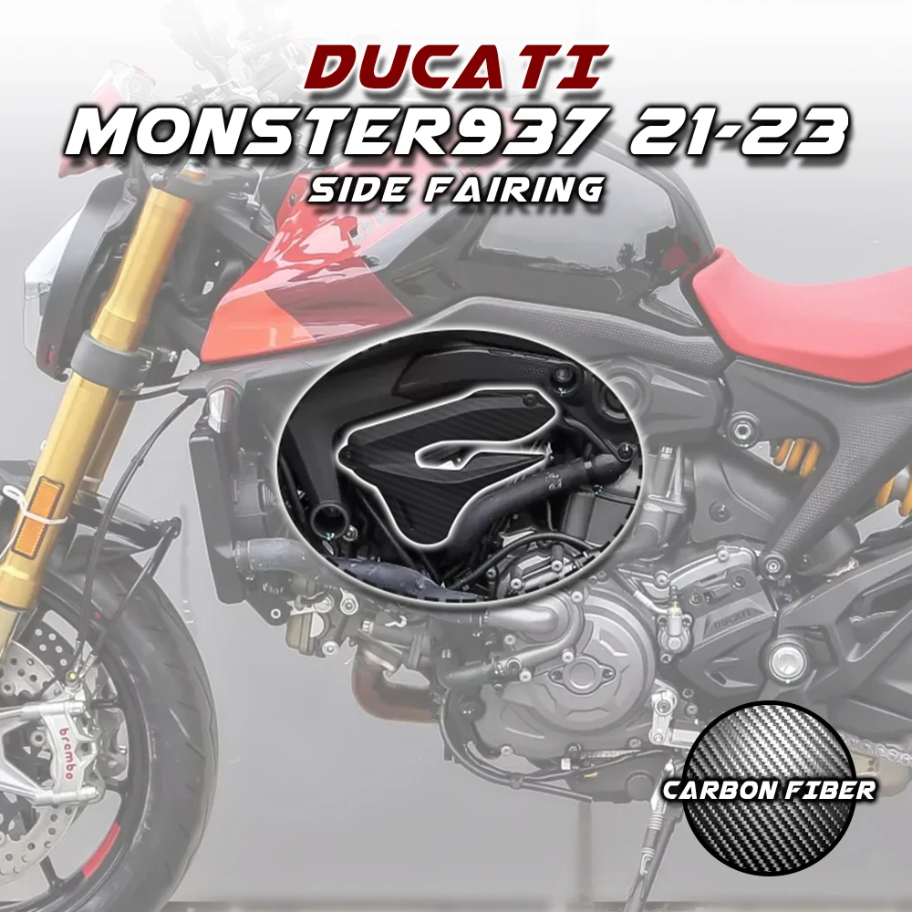 

for DUCATI Monster 937 2021 2022 2023 Carbon Fiber Motocross Engine Cam Side Fairing Kit Engine Covers Protection Case