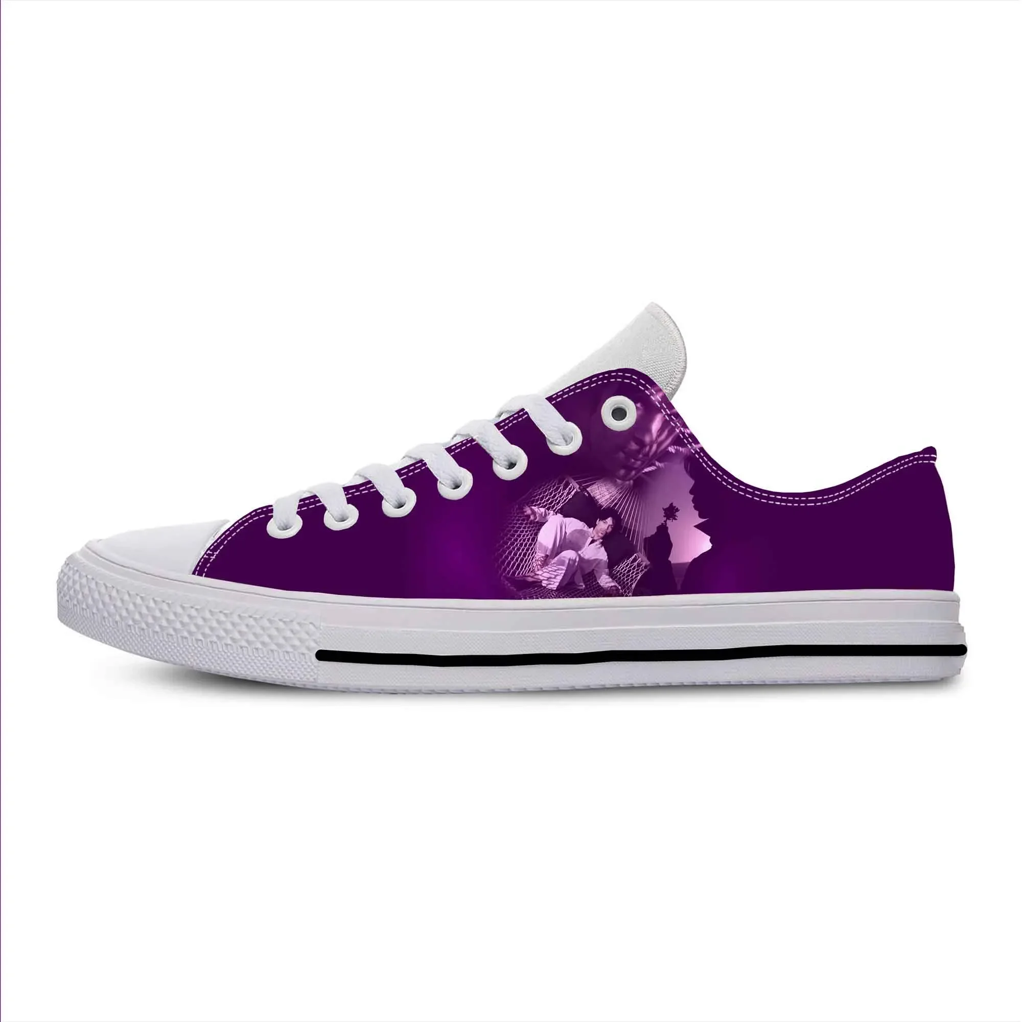 Hot Summer Music Singer Prince Rogers Nelson Purple Rain Casual Cloth Shoes Breathable 3D Men Women Sneakers Low Top Board Shoes