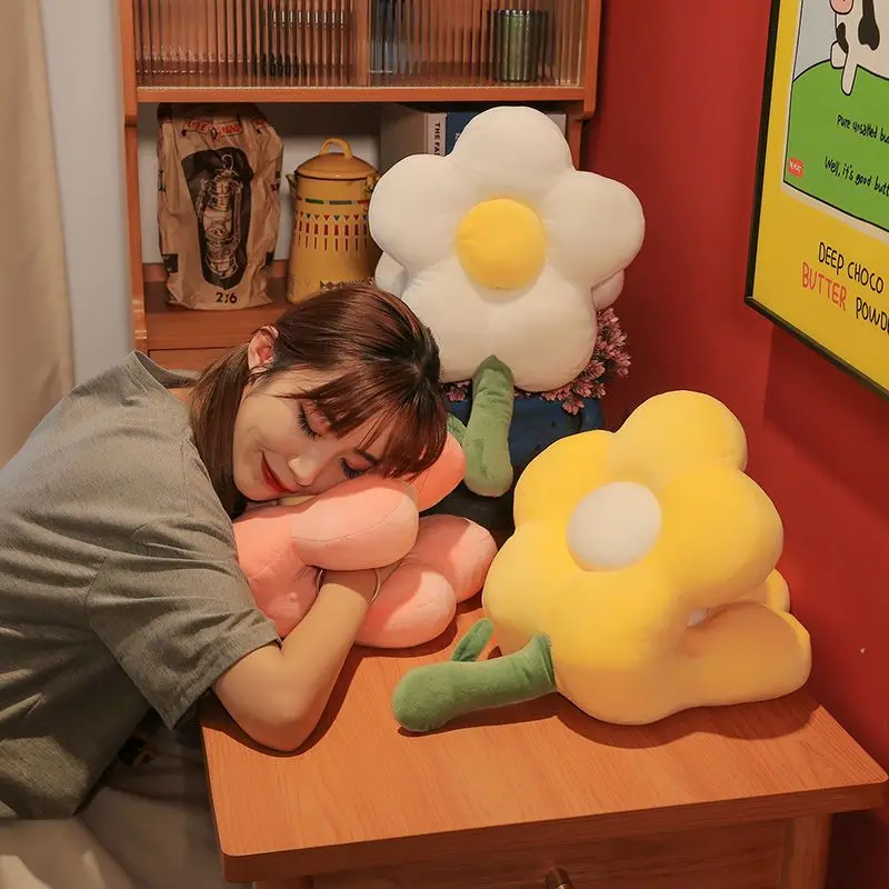 

Cute Soft Flower Foldable Desk Pillow With Hole Office Cushion For Nap Flight Travel Car School Avoid Pressing Hands
