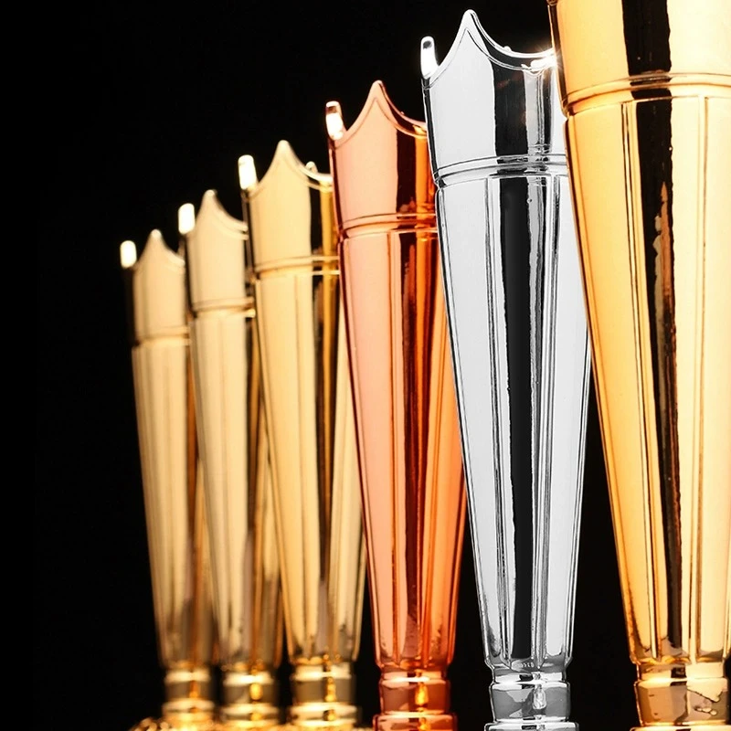 Customized Resin Trophy, Gold, silver, copper Annual Meeting Excellent Employee Souvenirs Decoration Crystal Base Lettering, 1Pc