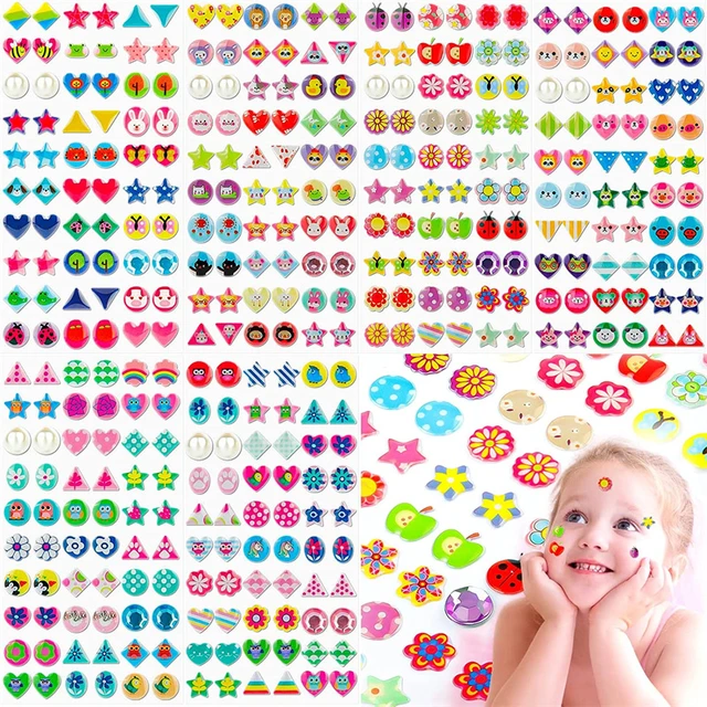 3D Gems Sticker Earrings for Girls 60-360pcs Self-Adhesive Glitter Crystal  Stickers Toddler Kids Dress