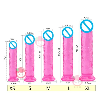 Erotic Soft Lesbian Realistic Jelly Dildo Anal Butt Plug Strong Suction Cup G-spot Orgasm Big Penis Adult Sex Toys For Women 3