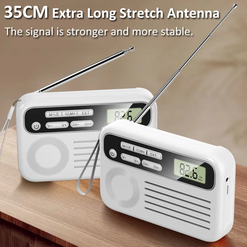 Portable DSP Radio 50-108MHZ Radio Receiver with LCD Display Built-in Speaker Support Power Display 3.5MM Headphone Rechargeable