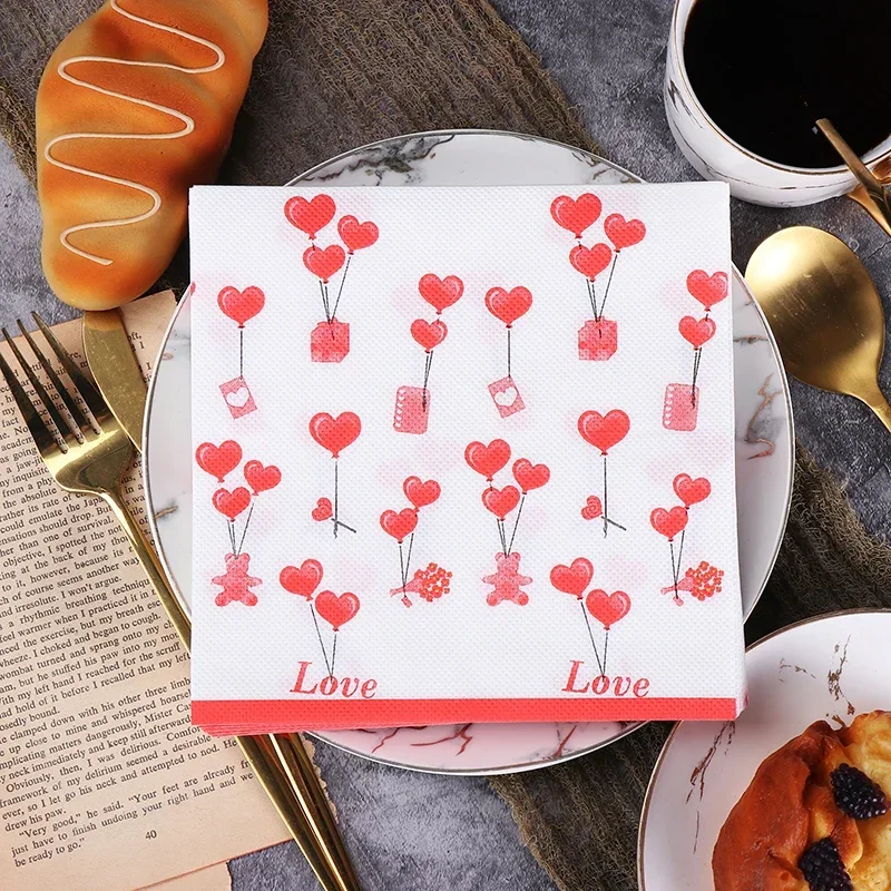New Love Printing Napkins Colorful Paper Napkins Butterfly Bone Bart Handmade DIY Materials with Paper Wedding Towels 2Ply