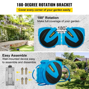 VEVOR 30M Automatic Air Hose Reel Retractable 1/2 inch 100ft Wall Mounted Garden Hose Watering Extendable Telescopic Hose Reel