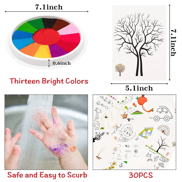 Washable Fingerpaint Kit Cute Cartoon Finger Painting Cards Non-Toxic Pigment for Kids Toddlers Children Creative Drawing Toys 3
