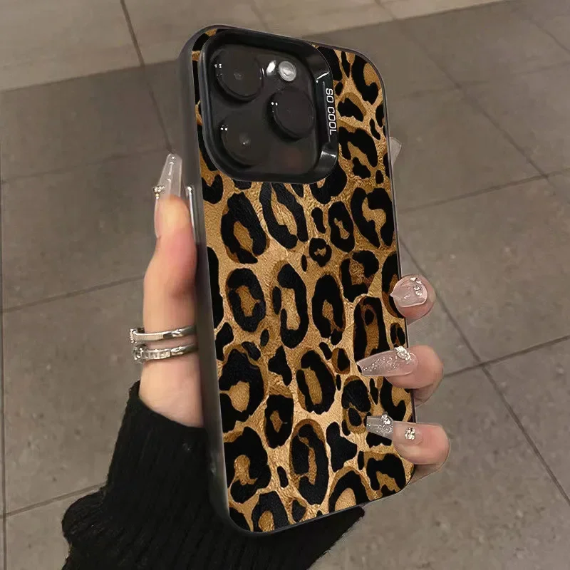 Brown Leopard Anti-Drop Armor Phone Case with Lens Protection
