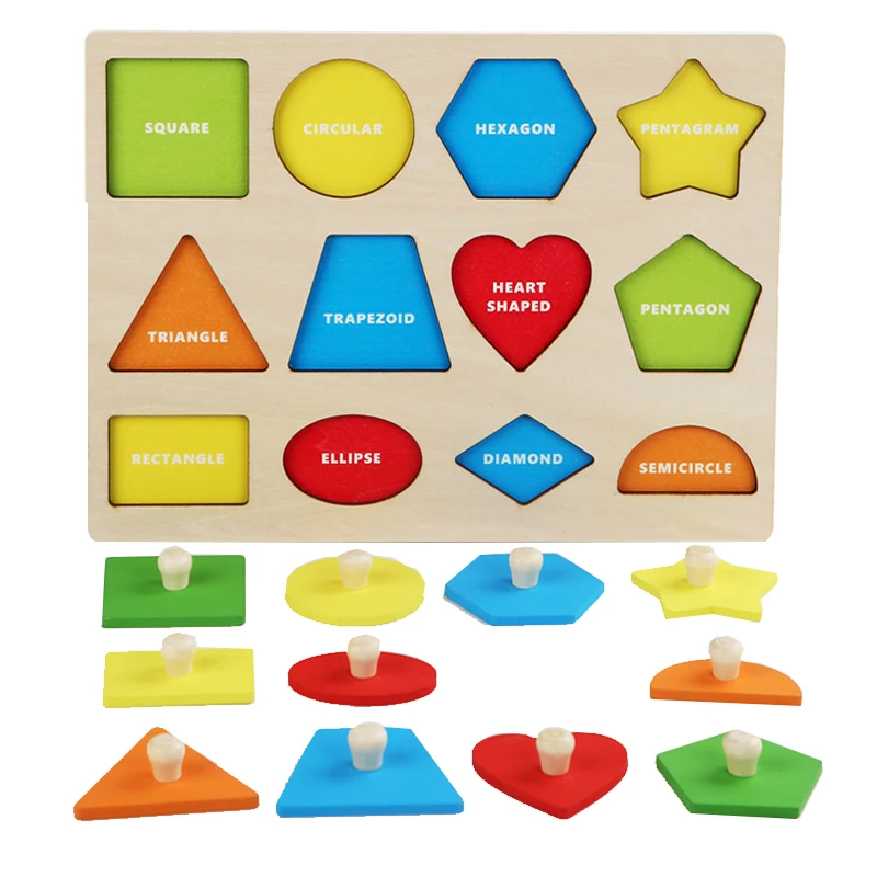 Puzzle Año Puzzle De Madera Montessori Formas Geométricas