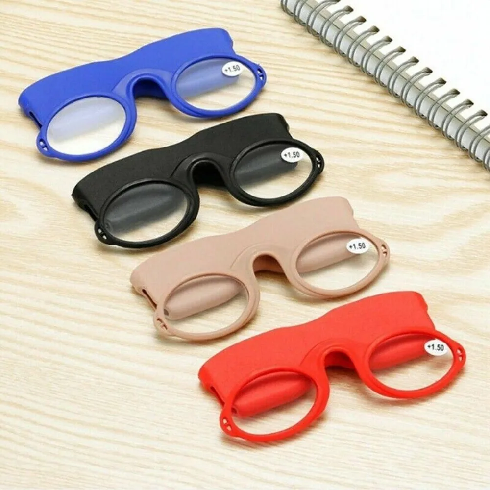 Nose Clip Mini Reading Glasses With Case Unisex Readers Glasses Prescription Glasses Without Frame Pince-nez Glasses +1.5~+3.0