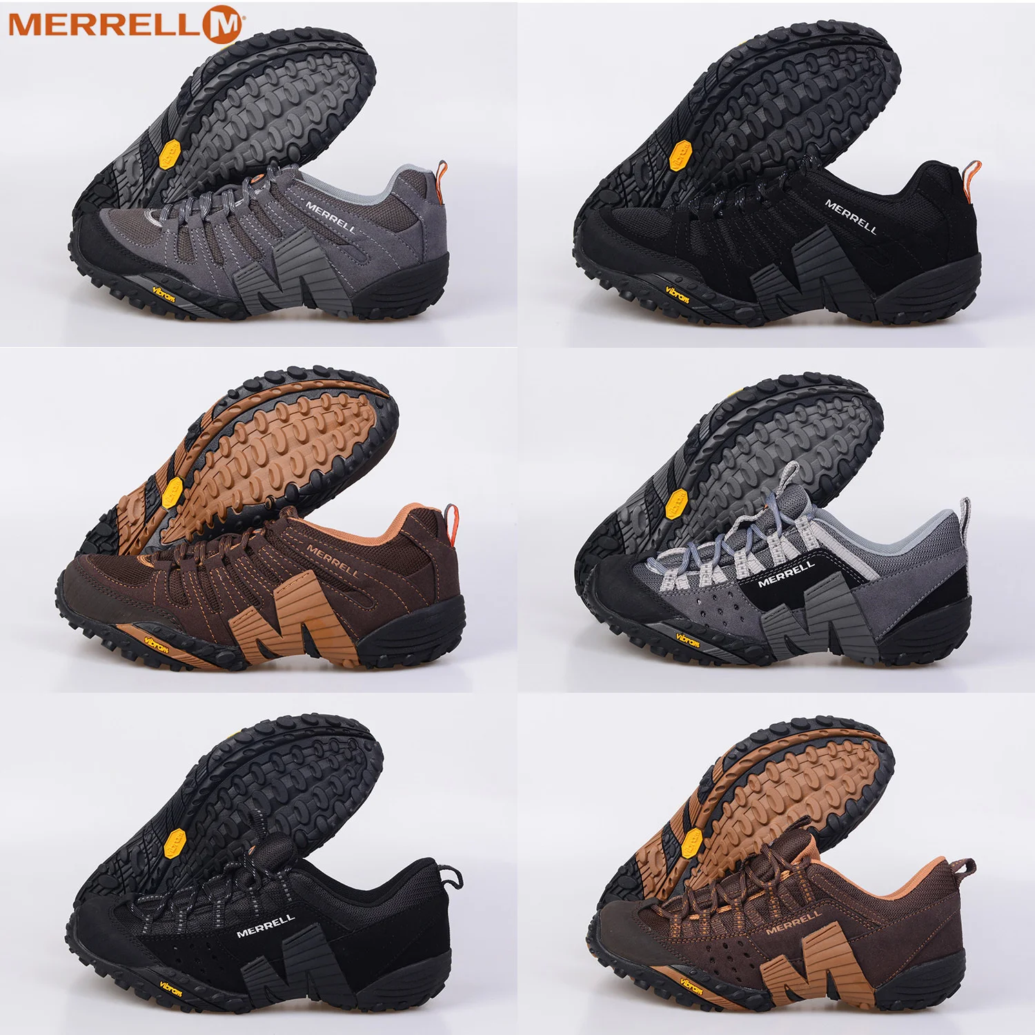 ClassicMerrellMenGenuineLeatherOutdoorSportHikingShoesForMaleDurableMountainAnti
