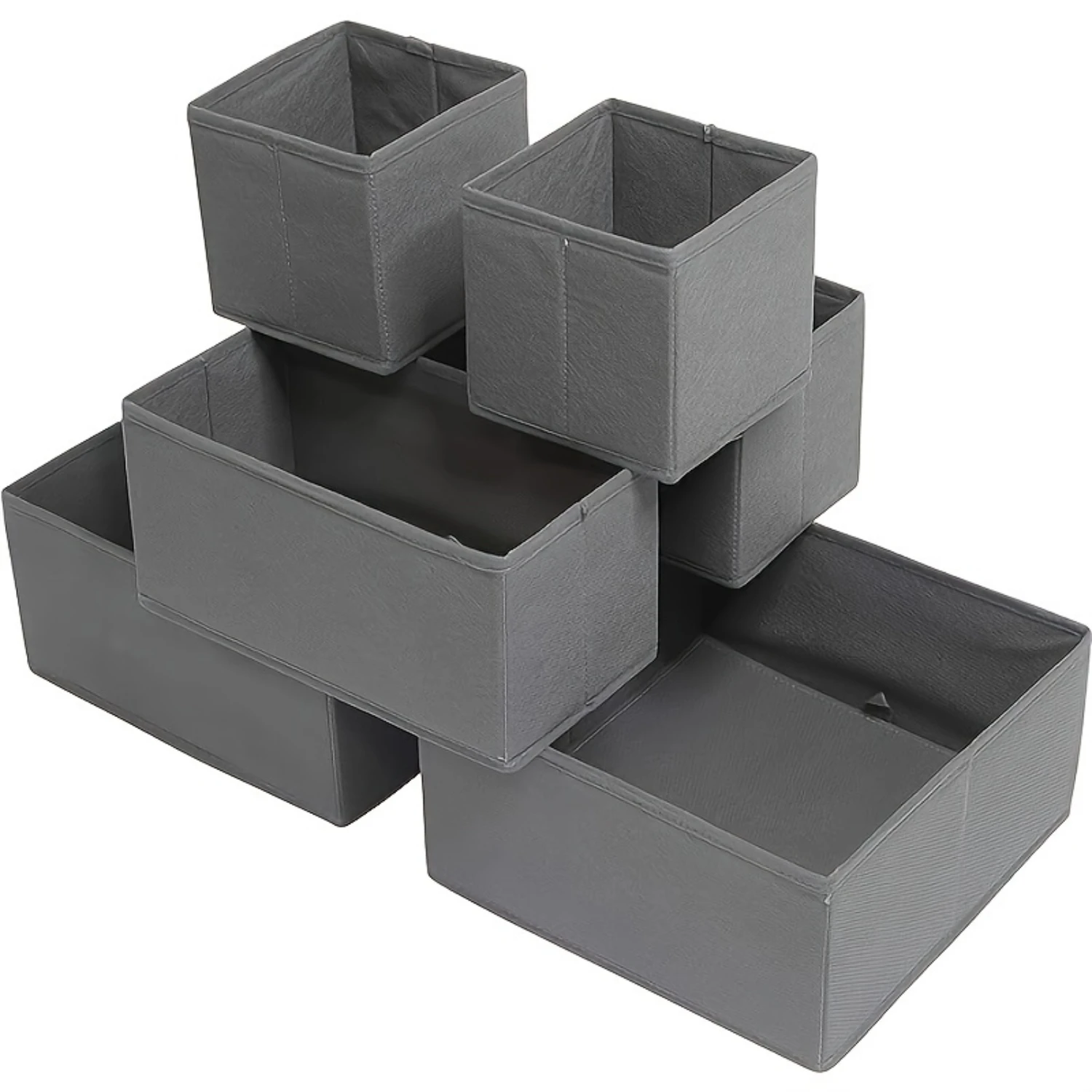 Simple Houseware Foldable Cloth Box Closet Dresser Drawer Divider Organizer Basket Bins for Underwear Bras, Dark (Set of 6