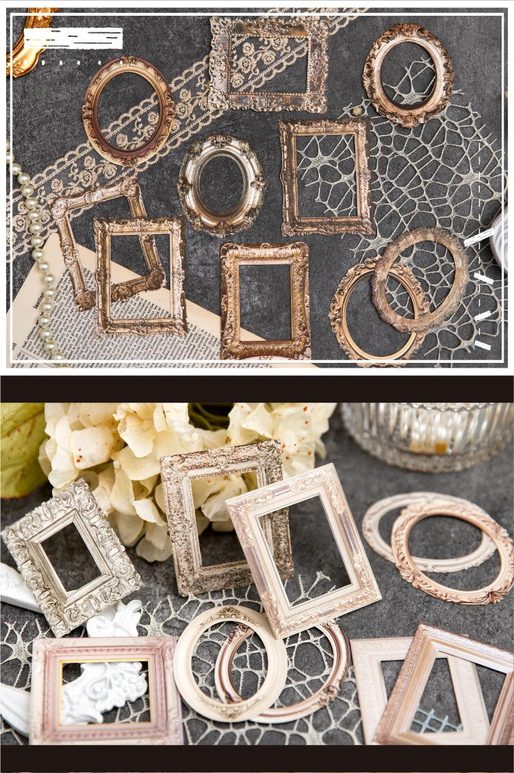 10 Stück 3D-Stil Hohlrahmen Kartenmaterial Papier Dekor Tagebuch handgefertigt DIY Junk Journal Zubehör Scrapbooking Zubehör – Detail 12