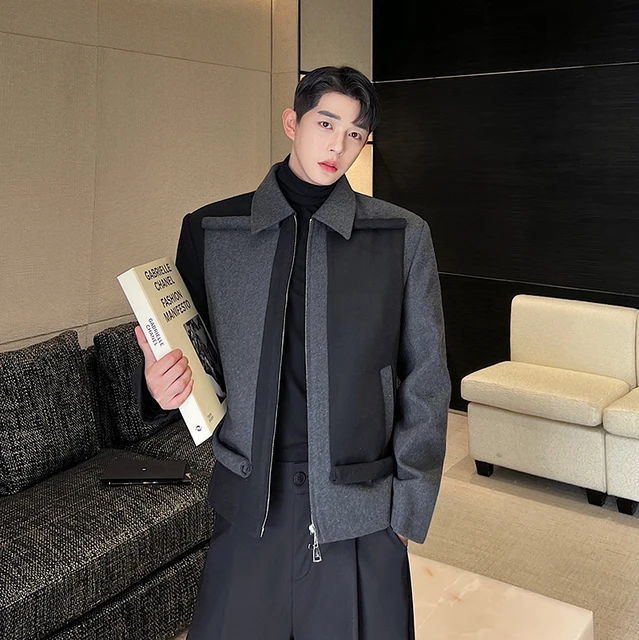 Hot sale】✓Autumn and Winter New Chanel Style Black Gold Fried Street Suit  Jacket Men's Korean Weavi