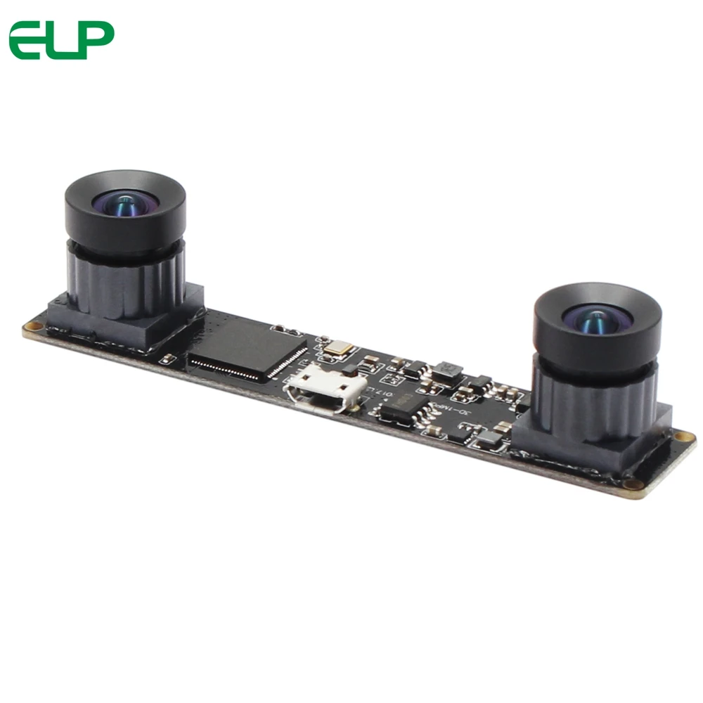 ELP 사이드 바이 사이드 컬러 웹캠 카메라, 왜곡 없음, 옴니비전 1.3MP 듀얼 렌즈, 동기 VR 3D 스테레오 카메라, USB 2.0