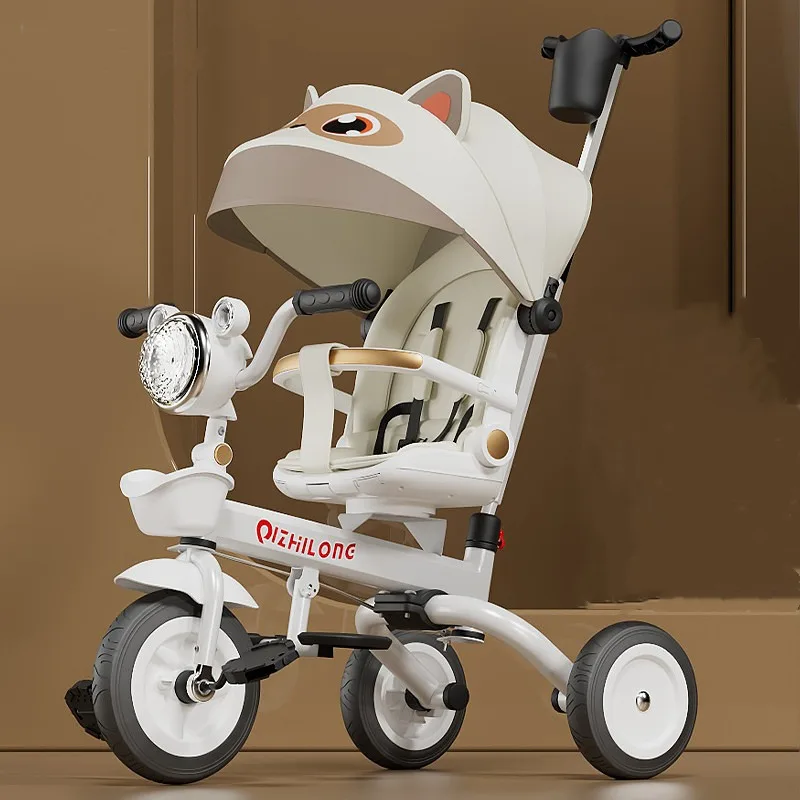 Children's tricycles, bicycles, multifunctional folding, children can sit and lie down, music trolleys
