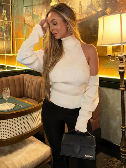 Trendix Hollow Out Sweater Sets For Women 2025 Fall New Long Sleeve Knitwear Shawl Suits Sexy Backless Knit Tank Top 2 Piece Set