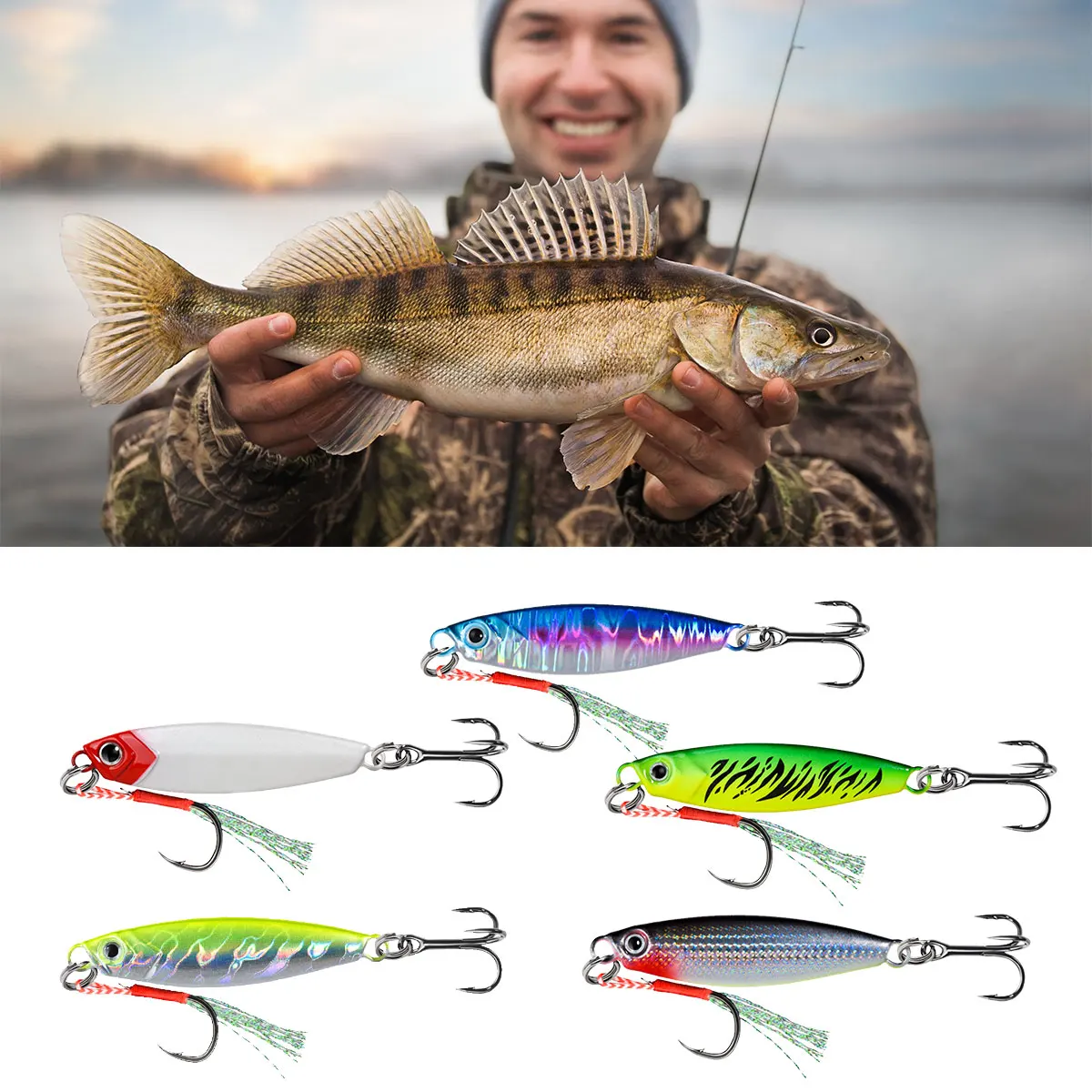 

5Pcs Fishing Lure Set Metal Cast Jig Spoon 25g Shore Casting Jigging Fish Sea Bass Fishing Lure Artificial Bionic Bait Tackle